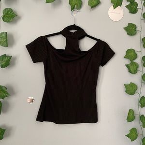 Ribbed Cropped Top with Choker